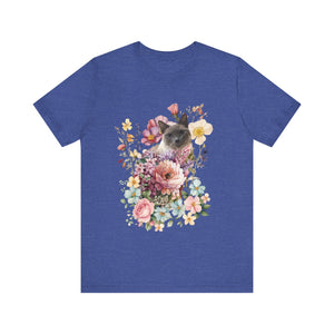 Siamese Pearl Floral Cat, Cat Tshirt Flowers,Floral Cat Shirt, Cat T-shirt, Cat Lover T-shirt, Cat Lady Tshirt, Gift for Cat Lover,Cat Mom