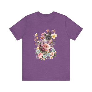 Siamese Pearl Floral Cat, Cat Tshirt Flowers,Floral Cat Shirt, Cat T-shirt, Cat Lover T-shirt, Cat Lady Tshirt, Gift for Cat Lover,Cat Mom