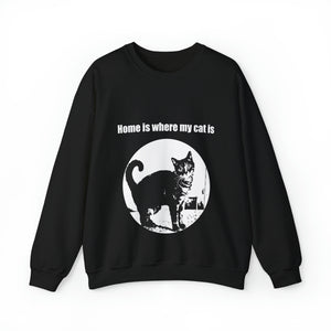 "Home is where my cat is" 003 Black & White Collection - Unisex Heavy Blend™ Crewneck Sweatshirt