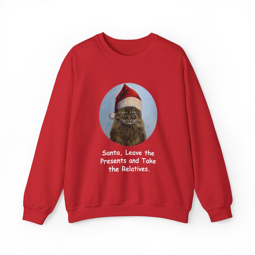 Santa Leave the Presents, Christmas Cat Sweatshirt,Cat Lover Sweatshirt,Christmas Gift for Cat Lover,Cat Mom,Cat Lady Gift, Christmas Tabby Cat Sweatshirt