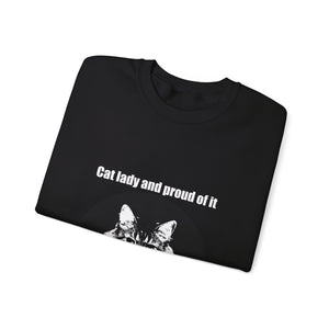 "Cat lady and proud of it" 001 Black & White Collection - Unisex Heavy Blend™ Crewneck Sweatshirt