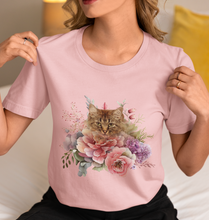 Load image into Gallery viewer, Claudia Floral Cat Tshirt, Cat Lover Tshirt, Gift for Cat Lover, Cat Mom, Cat Lady Gift, Floral Cat, Floral Cat Shirt, Tabby Cat Shirt