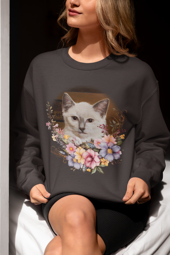 Happy Place - Art by Bruce Strickland - 001 -Cat Sweatshirt,Cat Lover Sweatshirt,Gift for Cat Lover,Funny Sweatshirt,Cat Mom