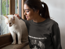 Load image into Gallery viewer, &quot;Home is where my cat is&quot; 004 Black &amp; White Collection - Unisex Heavy Blend™ Crewneck Sweatshirt