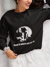 Load image into Gallery viewer, &quot;Home is where my cat is&quot; 001 Black &amp; White Collection - Unisex Heavy Blend™ Crewneck Sweatshirt