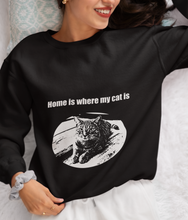 Load image into Gallery viewer, &quot;Home is where my cat is&quot; 002 Black &amp; White Collection - Unisex Heavy Blend™ Crewneck Sweatshirt