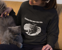 Load image into Gallery viewer, &quot;Living that purr-fect life&quot; 001 Black &amp; White Collection - Unisex Heavy Blend™ Crewneck Sweatshirt