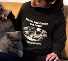 Load image into Gallery viewer, &quot;Rescue, Keep, Cherish, Love, For Life, They Are Family&quot; 001 Black &amp; White Collection - Unisex Heavy Blend™ Crewneck Sweatshirt